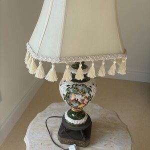 RARE ANTIQUE VINTAGE Italian Porcelain Capodimonte Table Lamp 29.5” x 12.5”